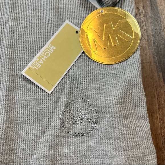 Michael Michael Kors S Waffle Knit Top NWT Thermal Gray Shirt Cowl Neck - Picture 5 of 5